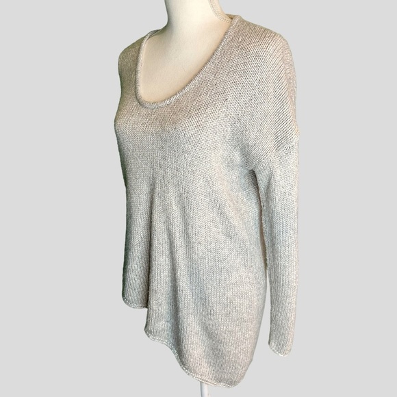 NWOT Helmut Lang Petite Gray Asymmetrical Scoopneck Pullover Woven Sweater - Picture 9 of 12